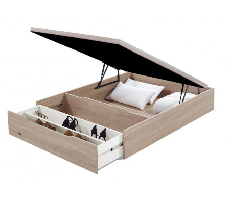 Folding Flex Wooden Ottoman Storage Bed 25 with Shoe Rack