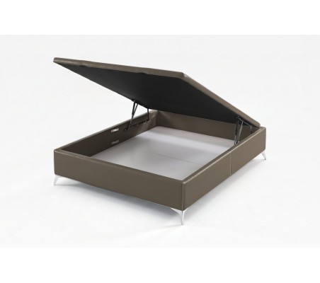Nessen Bernat Upholstered Ottoman Storage Bed - Polipiel Visón, open