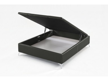 Nessen Bernat Upholstered Ottoman Storage Bed - Polipiel Gris, open