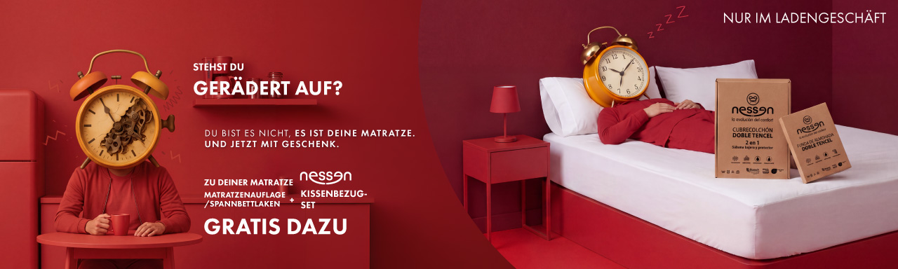 Du bist es nicht, es ist deine Matratze: Matratzenauflage und Kissenbezug-Set gratis zu deiner Nessen-Matratze